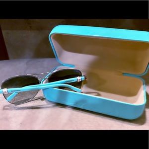 Authentic Tiffany & Co Silver and blue sunglasses